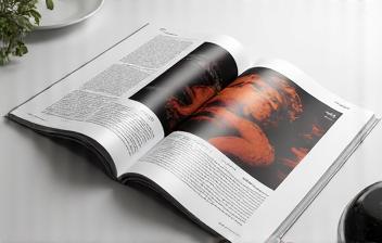 Mockup of an artist feature in a leading art magazine